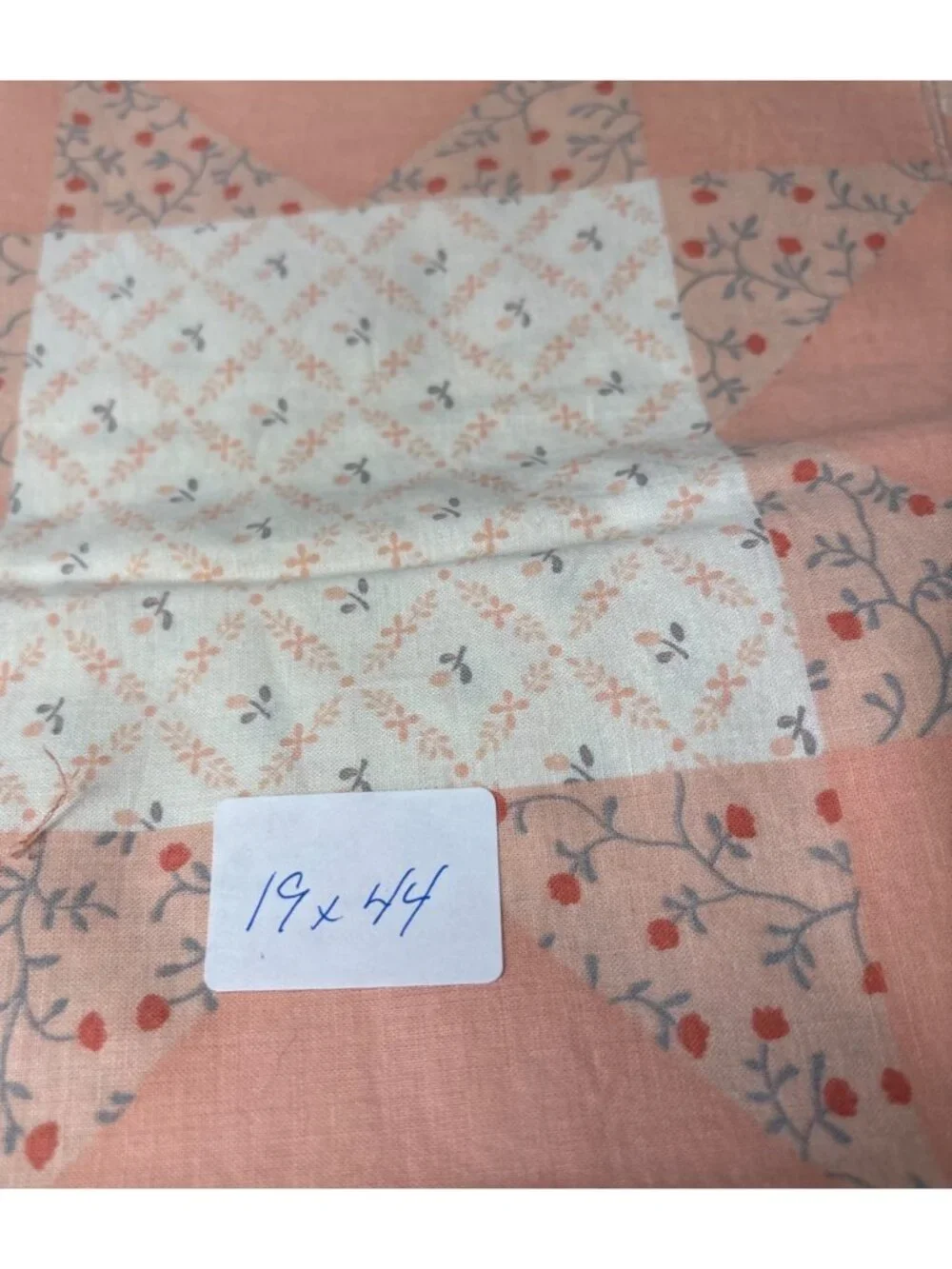 Peach Pink Quilt Top Geometric Star Pattern 19